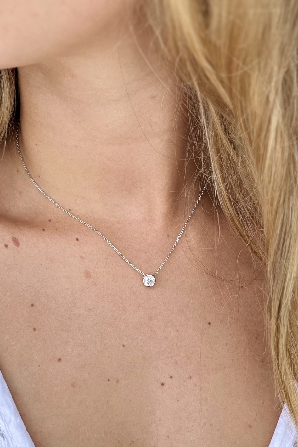 Collier Strass Serti Argent