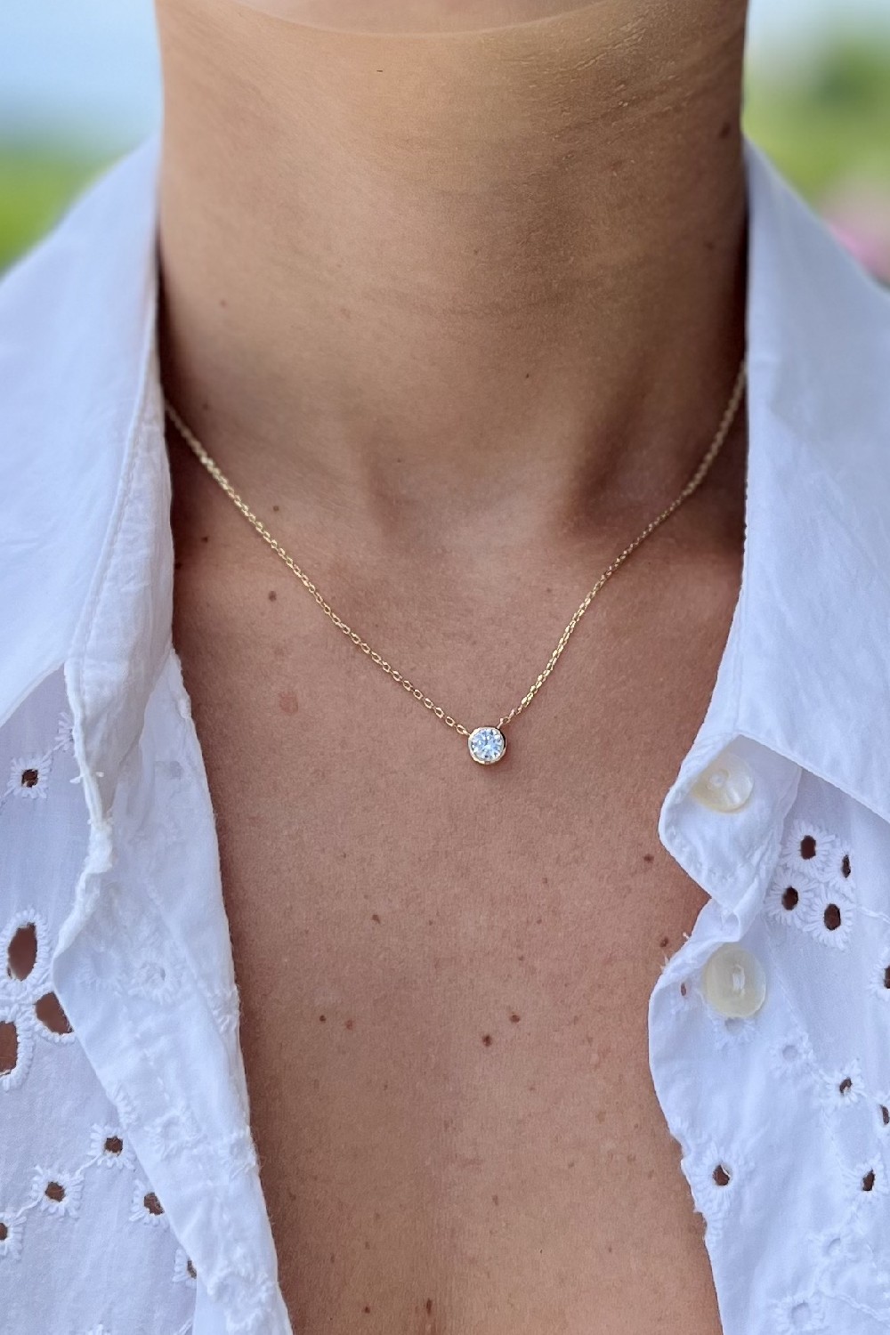 Collier Strass Serti Plaqué or